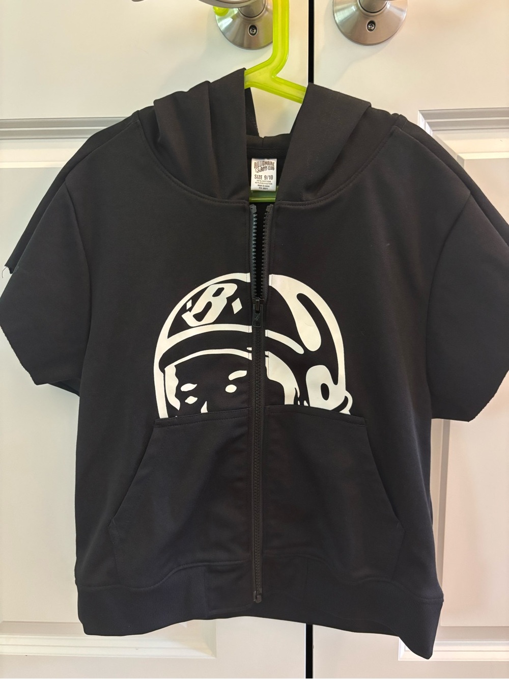 Billionaire Boys Club Black Short-Sleeve Zip Hoodie with White Graphic